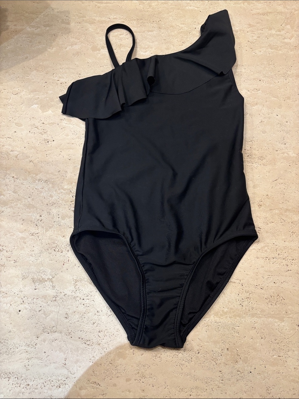 GAP Kids Black One-Shoulder Ruffle Kids Swimsuit